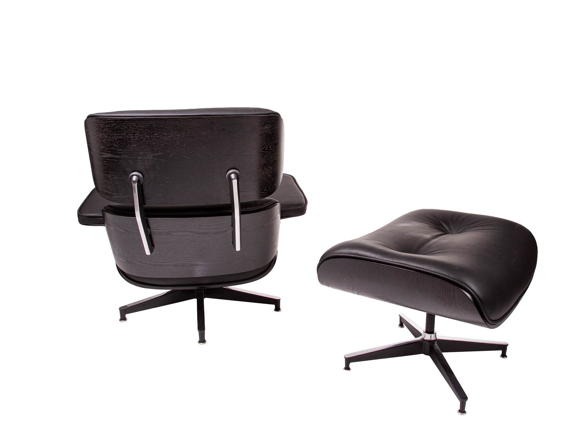 Charles Eames style, Chaise longue avec hocker EA670 noir noir Base noire