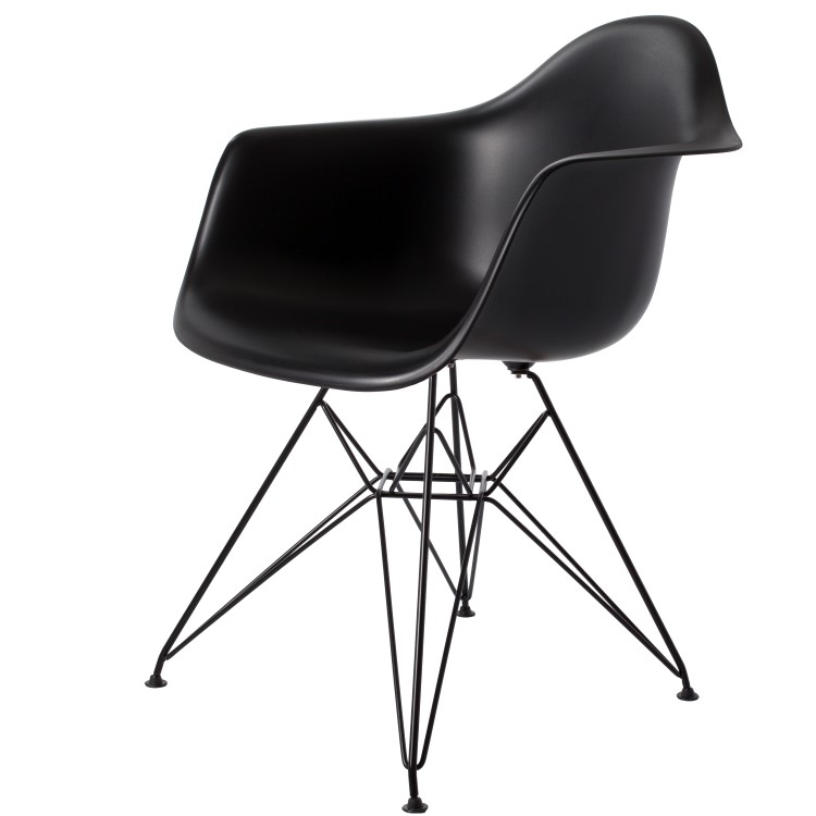 Charles Eames style, Chaise de salle à manger DAR cadre noir PP noir