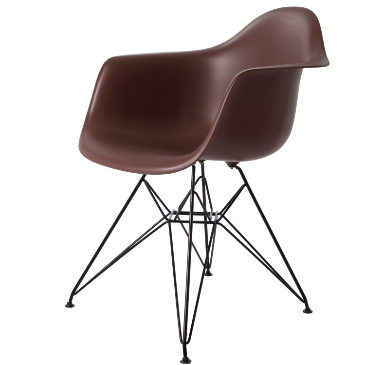 Charles Eames style, Chaise de salle à manger DAR cadre noir PP brun