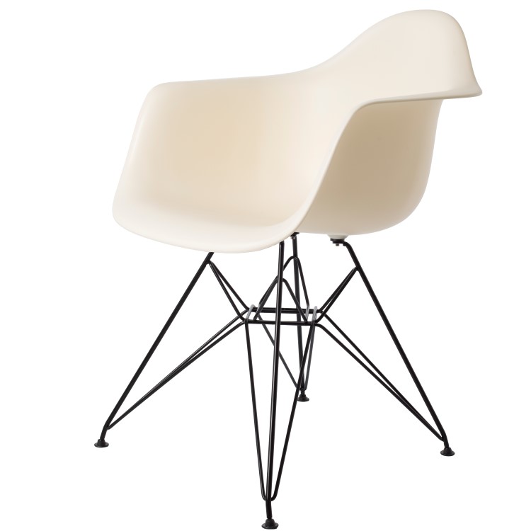 Charles Eames style, Chaise de salle à manger DAR cadre noir crème PP
