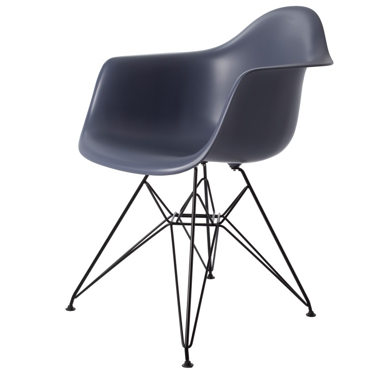 Charles Eames style, Chaise de salle à manger DAR cadre noir PP gris foncé