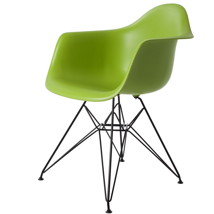 Charles Eames style, Chaise de salle à manger DAR cadre noir PP vert