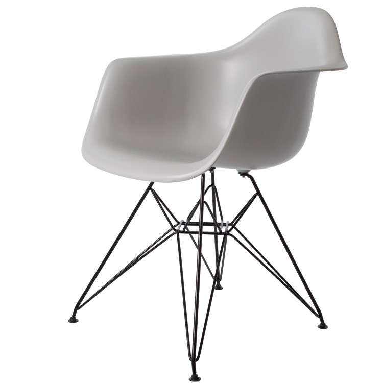Charles Eames style, Chaise de salle à manger DAR cadre noir PP gris clair