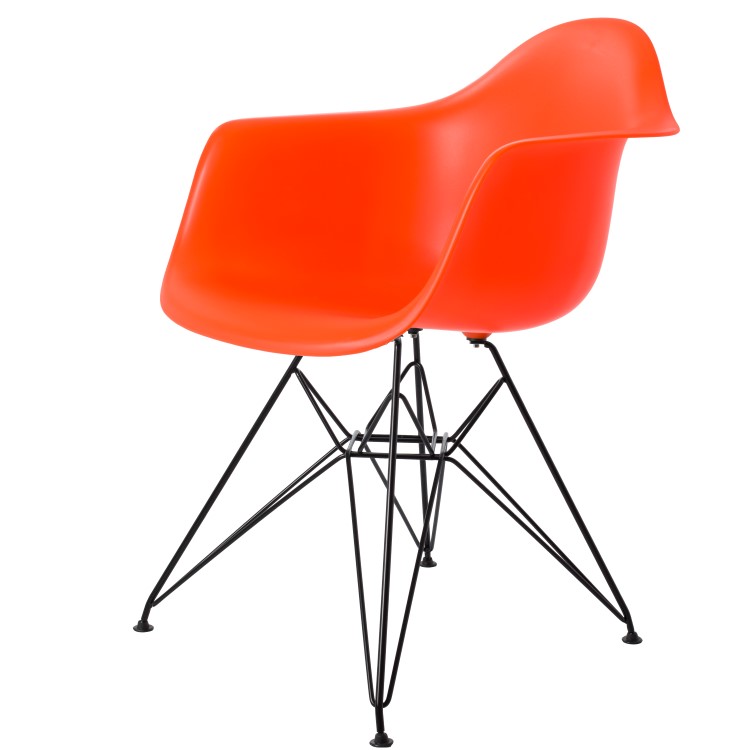 Charles Eames style, Chaise de salle à manger DAR cadre noir orange