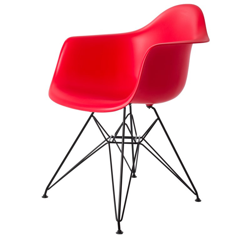 Charles Eames style, Chaise de salle à manger DAR cadre noir PP rouge