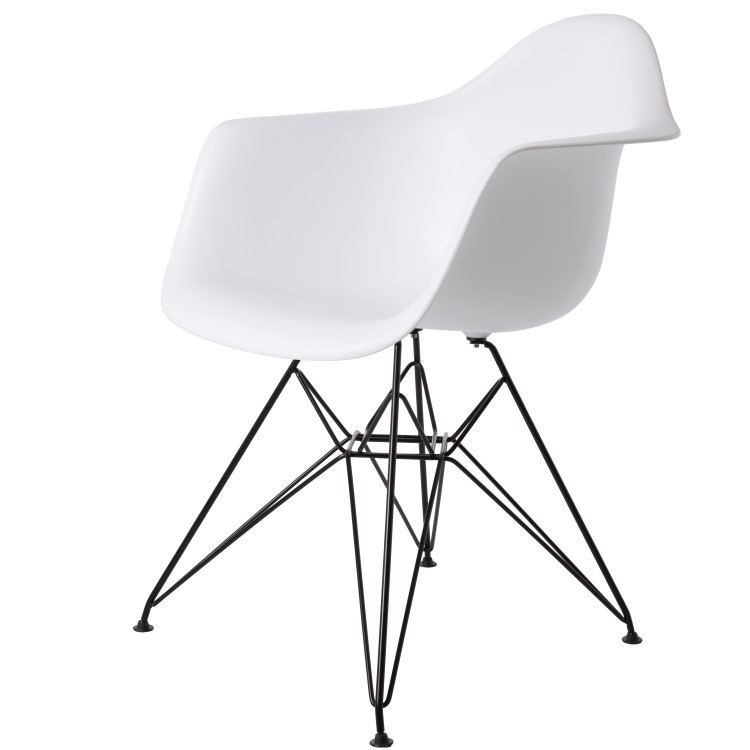 Charles Eames style, Chaise de salle à manger DAR cadre noir PP blanc