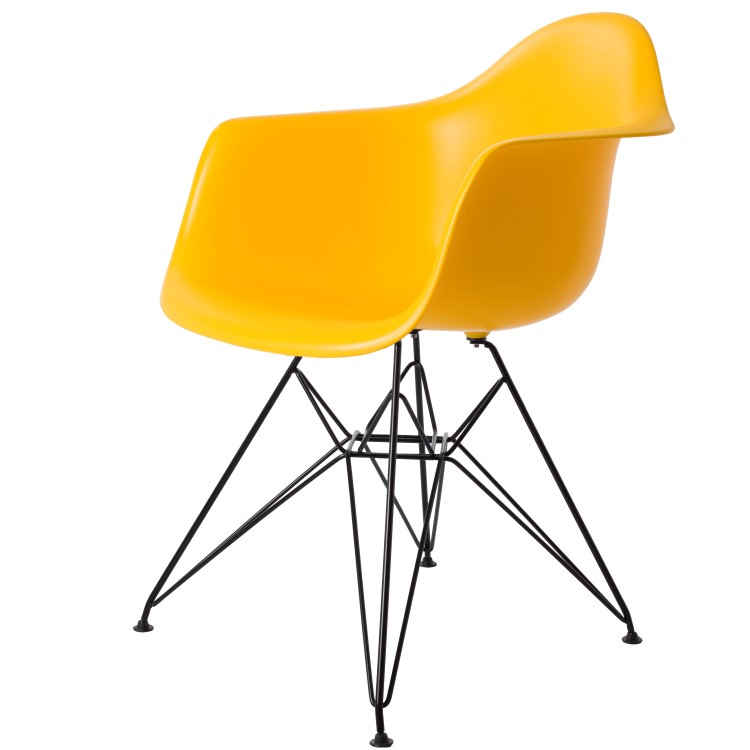 Charles Eames style, Chaise de salle à manger DAR cadre noir PP jaune