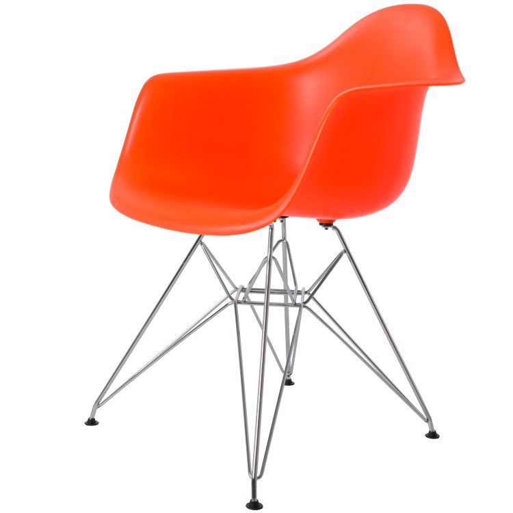 Charles Eames style, Chaise de salle à manger DAR PP Orange Fluo