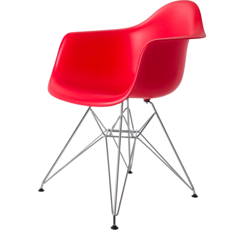 Charles Eames style, Chaise de salle à manger DAR PP rouge