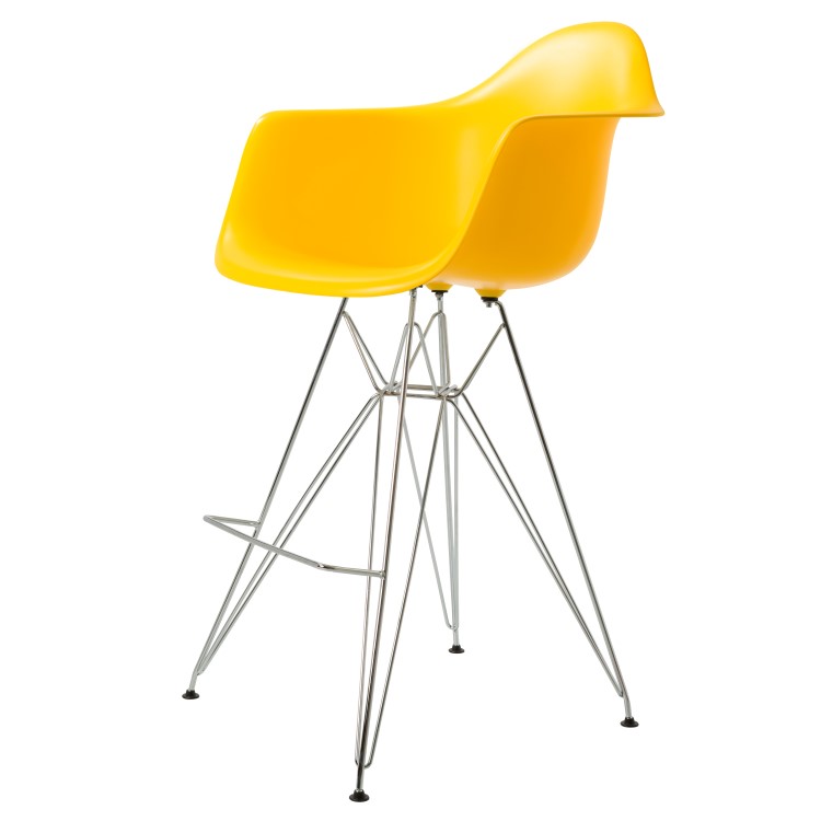Charles Eames style, Tabouret de bar DAR PP jaune