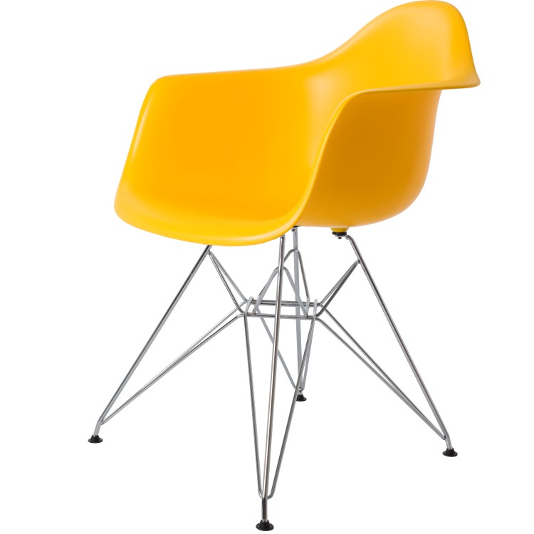 Charles Eames style, Chaise de salle à manger DAR PP jaune