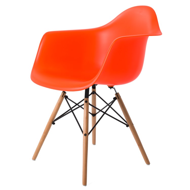 Charles Eames style, Chaise de salle à manger DAW PP Orange Fluo