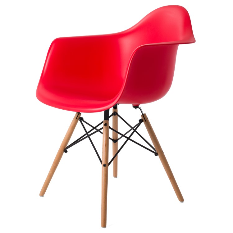 Charles Eames style, Chaise de salle à manger DAW PP rouge