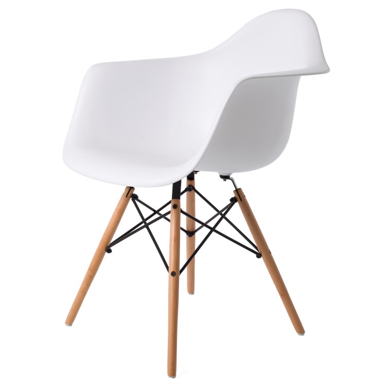 Charles Eames style, Chaise de salle à manger DAW PP blanc