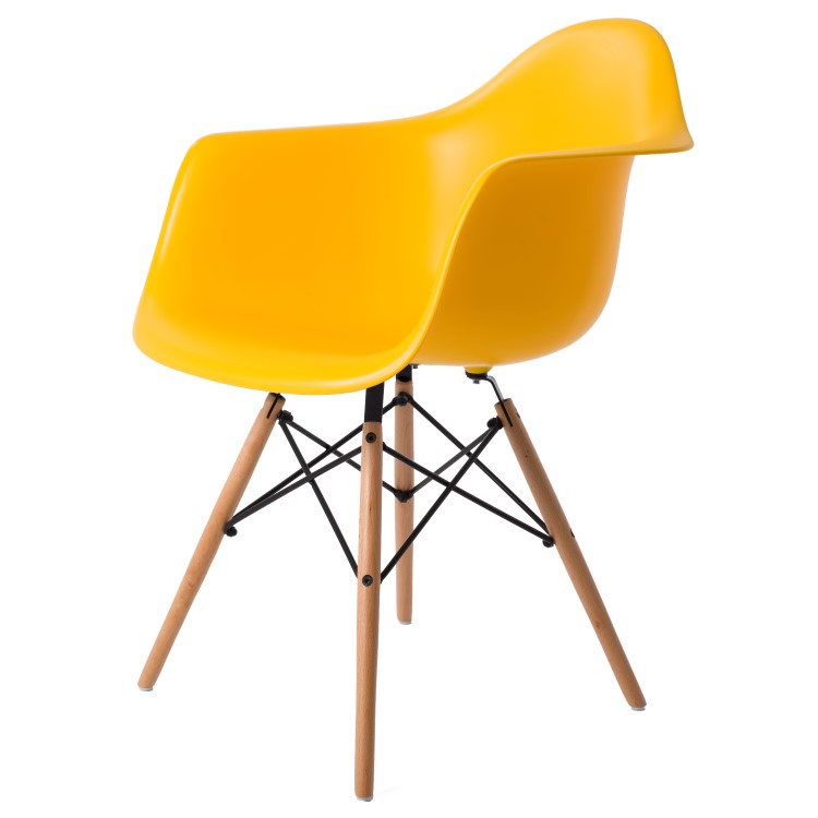 Charles Eames style, Chaise de salle à manger DAW PP jaune