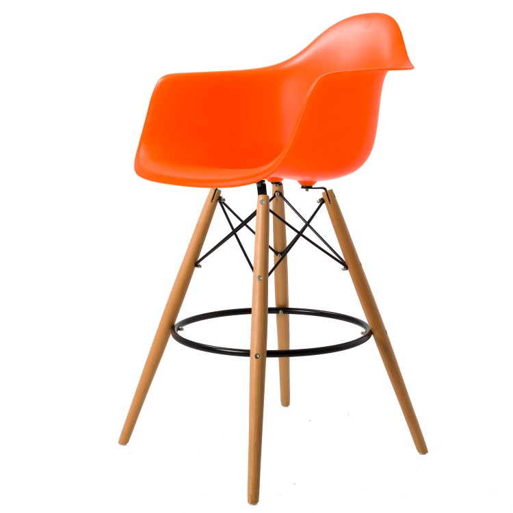 Charles Eames style, Tabouret de bar DAW tabouret PP Orange Fluo