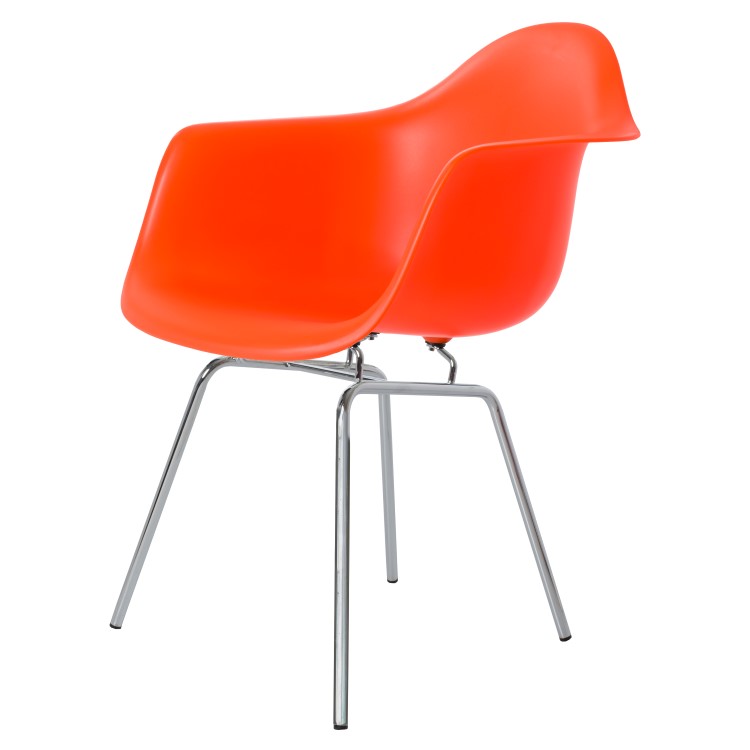 Charles Eames style, Chaise de salle à manger DAX PP Orange Fluo