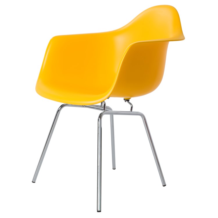 Charles Eames style, Chaise de salle à manger DAX PP jaune