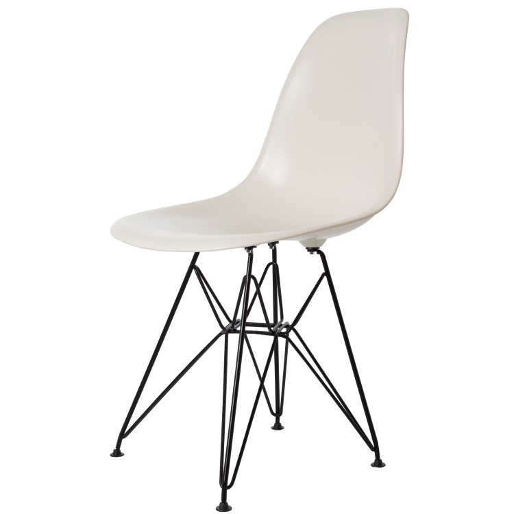 Charles Eames style, Chaise de salle à manger DSR cadre noir ABS crème