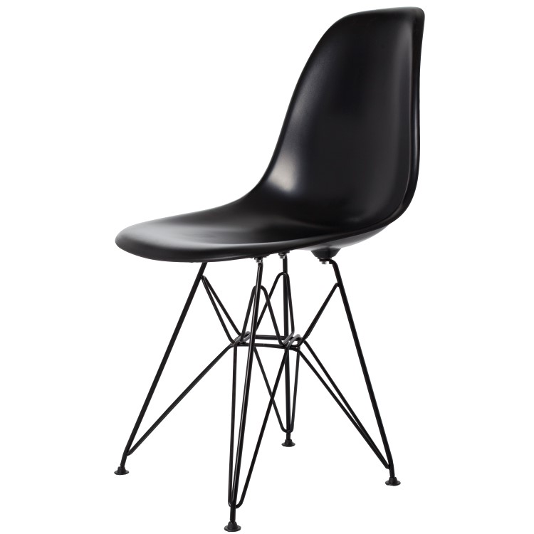 Charles Eames style, Chaise de salle à manger DSR cadre noir ABS noir