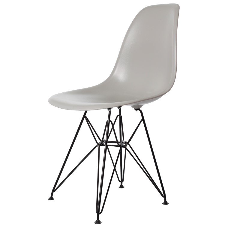 Charles Eames style, Chaise de salle à manger DSR cadre noir ABS gris clair