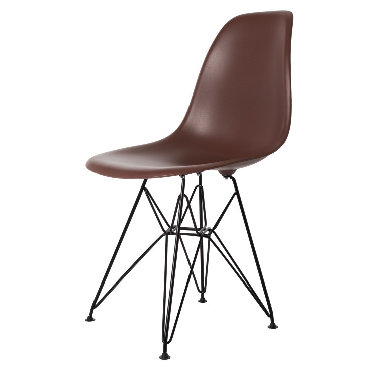 Charles Eames style, Chaise de salle à manger DSR mat PP brun
