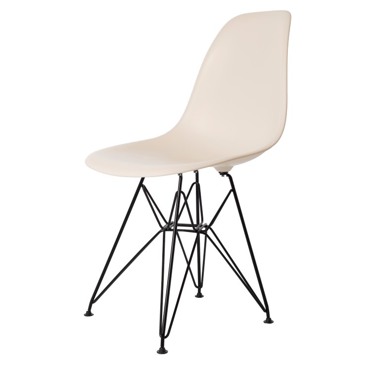 Charles Eames style, Chaise de salle à manger DSR mat crème PP