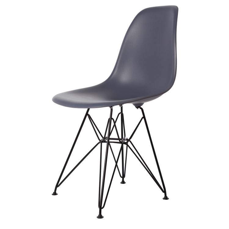 Charles Eames style, Chaise de salle à manger DSR mat PP gris foncé