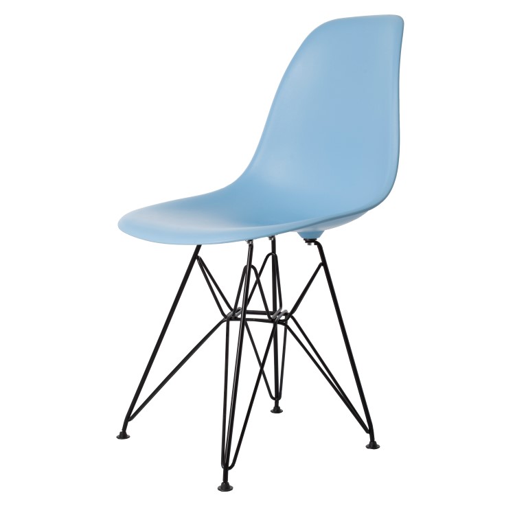 Charles Eames style, Chaise de salle à manger DSR mat PP bleu clair