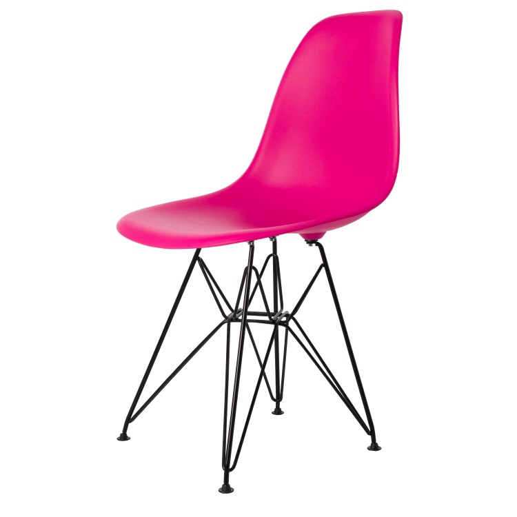 Charles Eames style, Chaise de salle à manger DSR mat PP néon rose