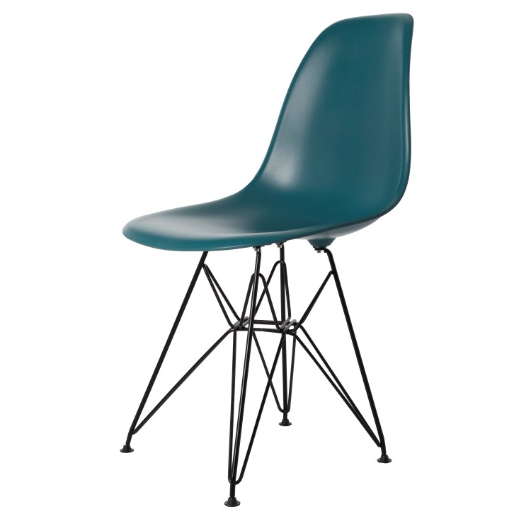 Charles Eames style, Chaise de salle à manger DSR mat PP bleu océan