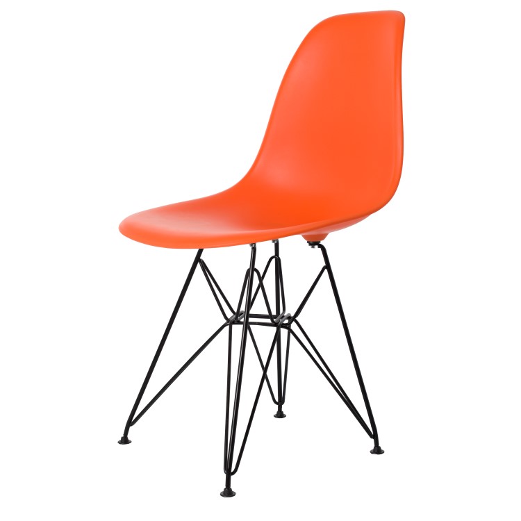 Charles Eames style, Chaise de salle à manger DSR mat PP d'orange