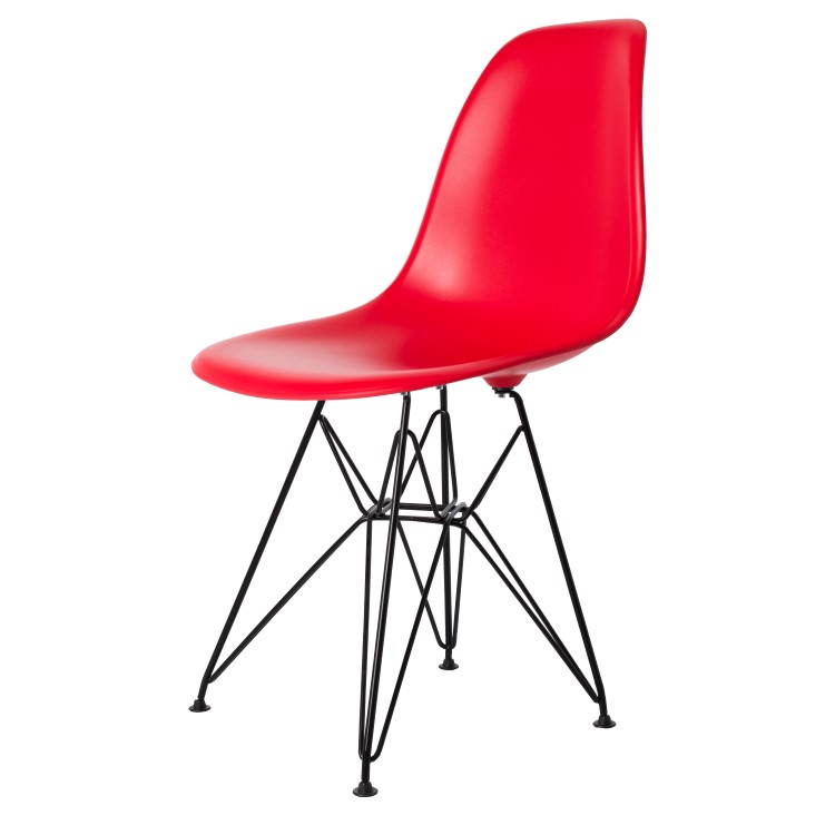 Charles Eames style, Chaise de salle à manger DSR mat PP rouge