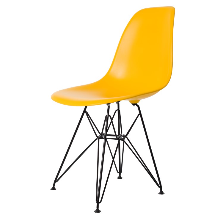 Charles Eames style, Chaise de salle à manger DSR mat PP jaune