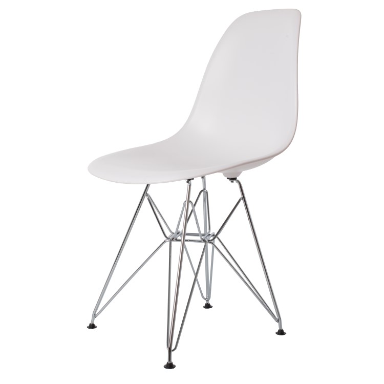 Charles Eames style, Chaise de salle à manger DSR mat PP blanc