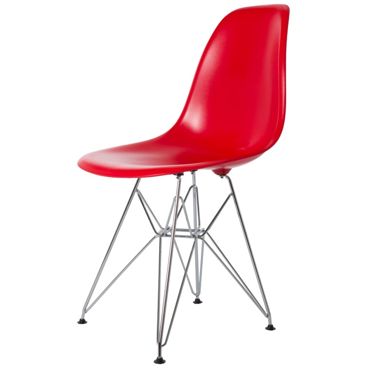 Charles Eames style, Chaise de salle à manger DSR ABS rouge