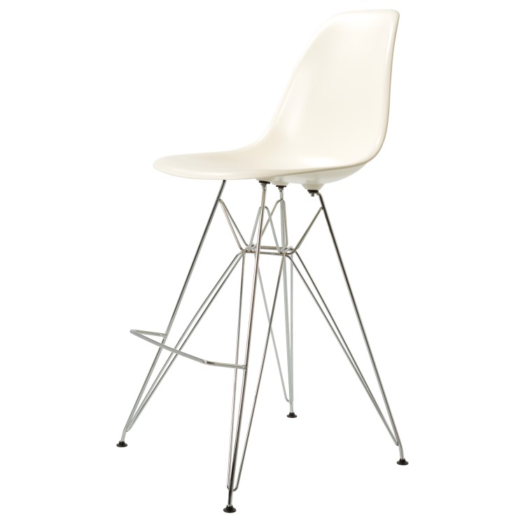 Charles Eames style, Tabouret de bar DSR brillant ABS crème