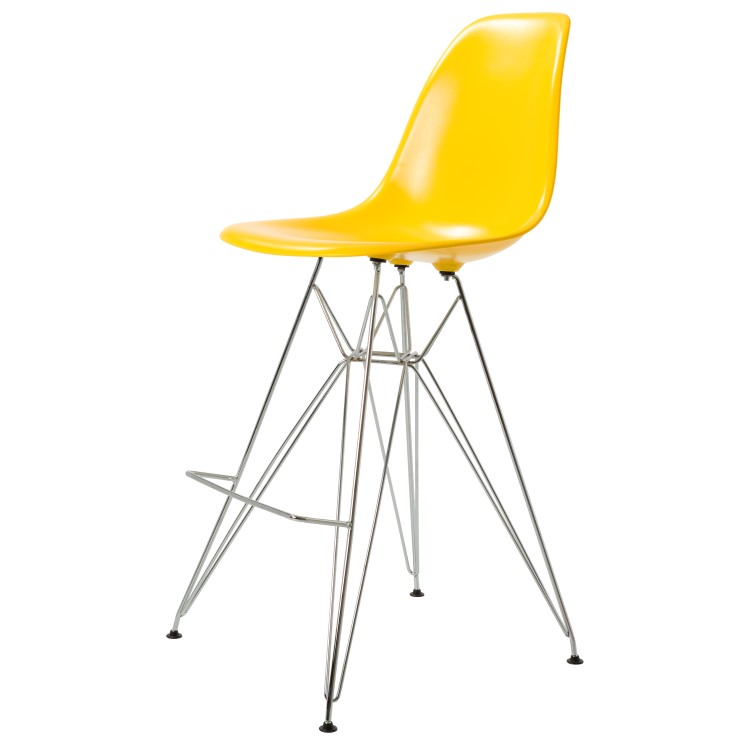 Charles Eames style, Tabouret de bar DSR brillant ABS jaune