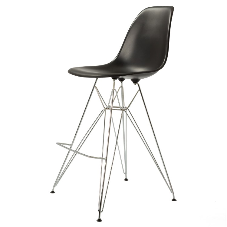 Charles Eames style, Tabouret de bar DSR mat PP noir