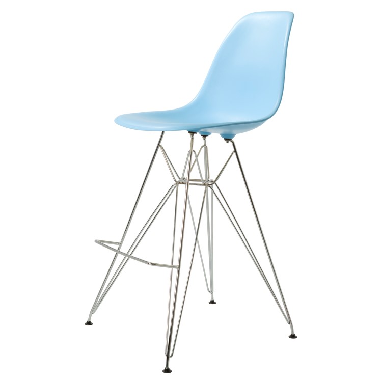 Charles Eames style, Tabouret de bar DSR mat PP bleu clair