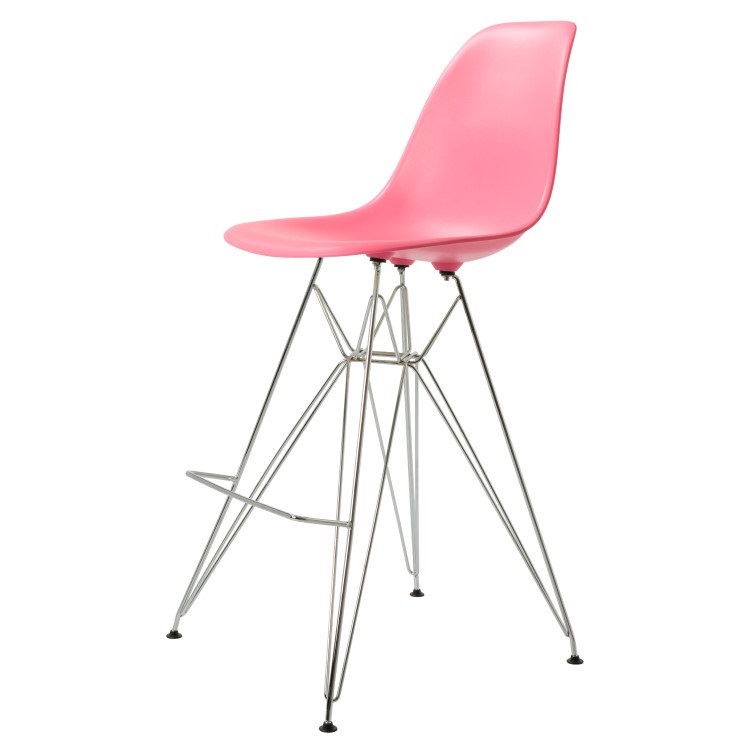 Charles Eames style, Tabouret de bar DSR mat PP rose clair