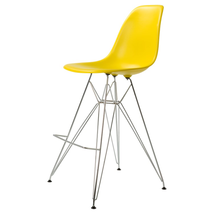 Charles Eames style, Tabouret de bar DSR mat PP moutarde