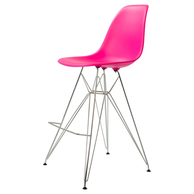 Charles Eames style, Tabouret de bar DSR mat PP néon rose