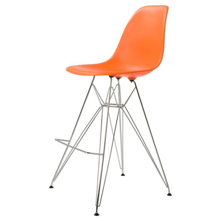 Charles Eames style, Tabouret de bar DSR mat PP d'orange