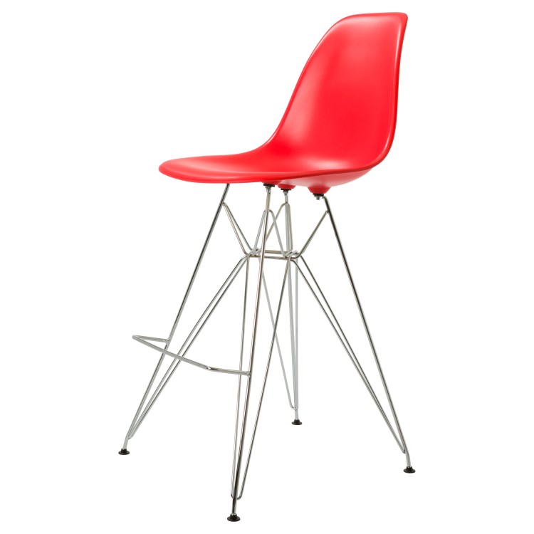 Charles Eames style, Tabouret de bar DSR mat PP rouge