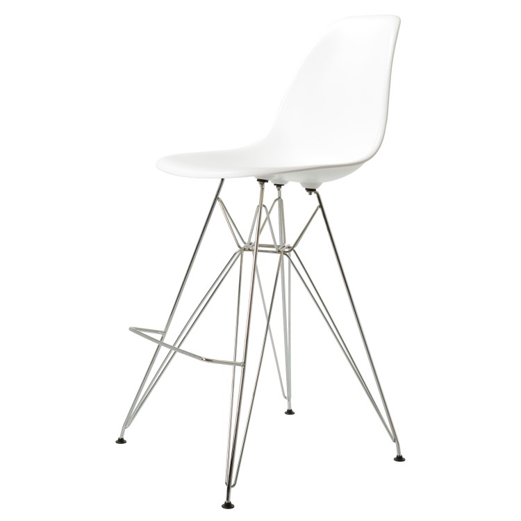 Charles Eames style, Tabouret de bar DSR mat PP blanc