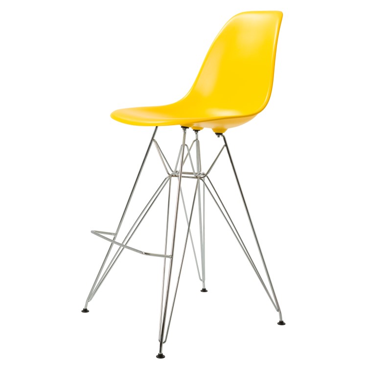 Charles Eames style, Tabouret de bar DSR mat PP jaune