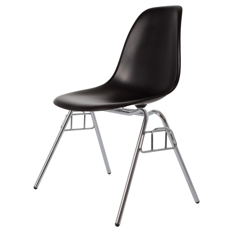 Charles Eames style, Chaise de salle à manger DSS mat PP noir