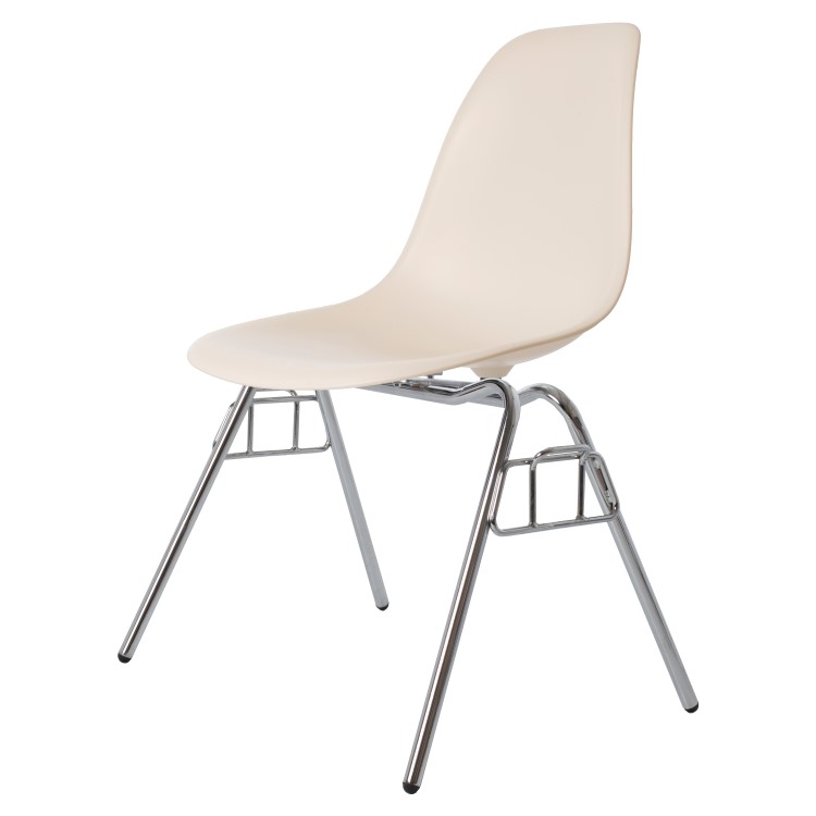 Charles Eames style, Chaise de salle à manger DSS mat crème PP