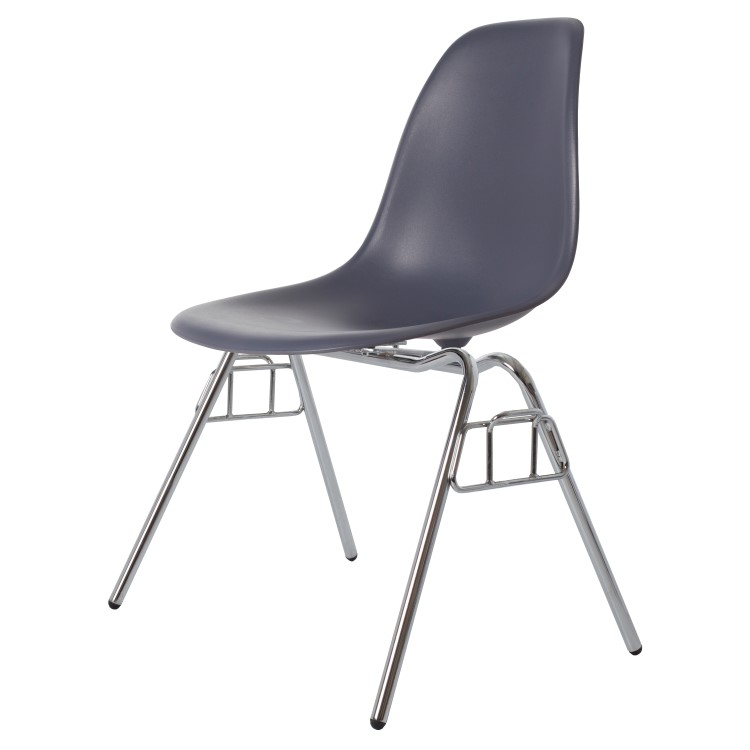 Charles Eames style, Chaise de salle à manger DSS mat PP gris foncé